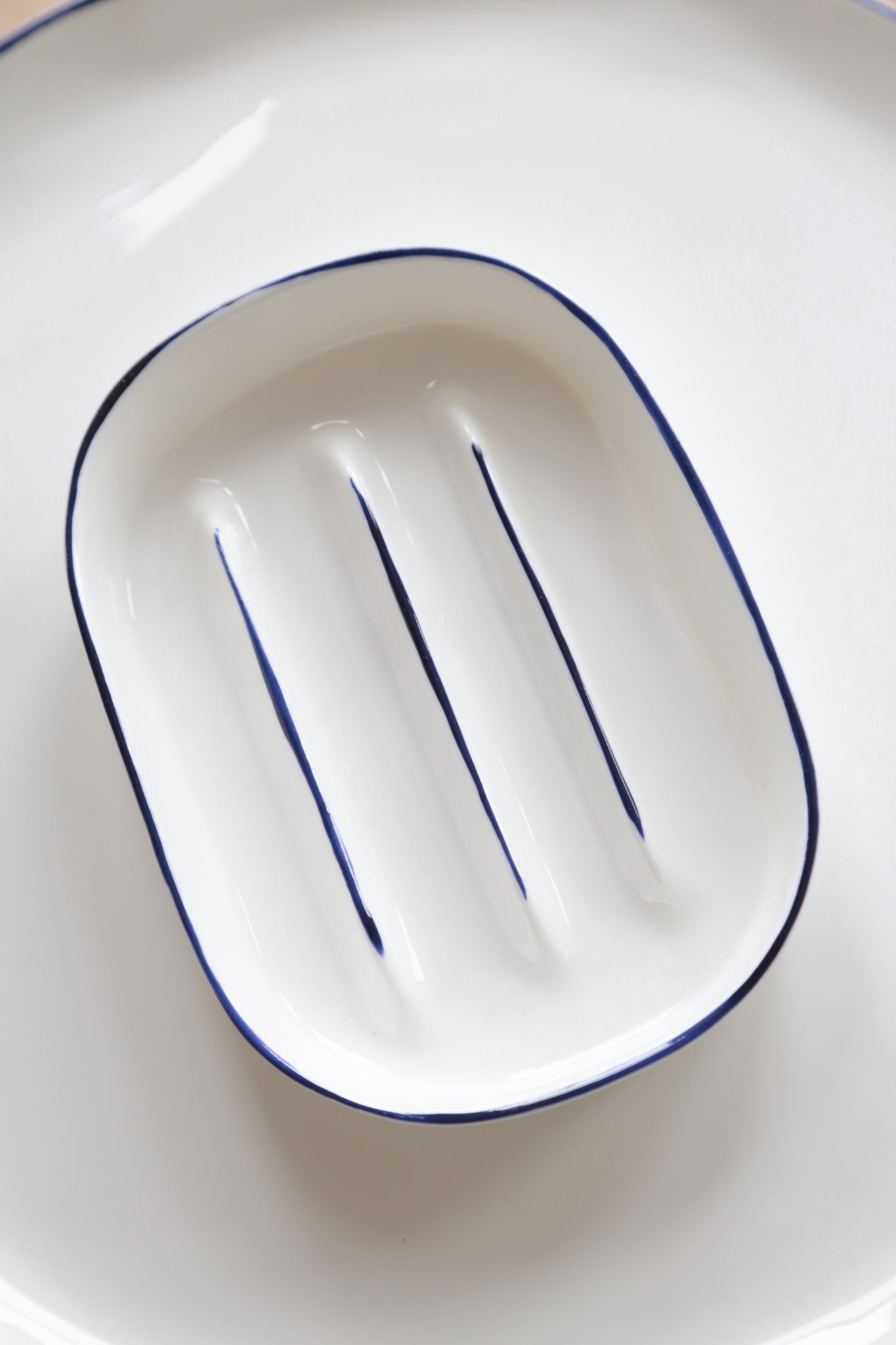 Feldspar Soap Dish in White and Cobalt