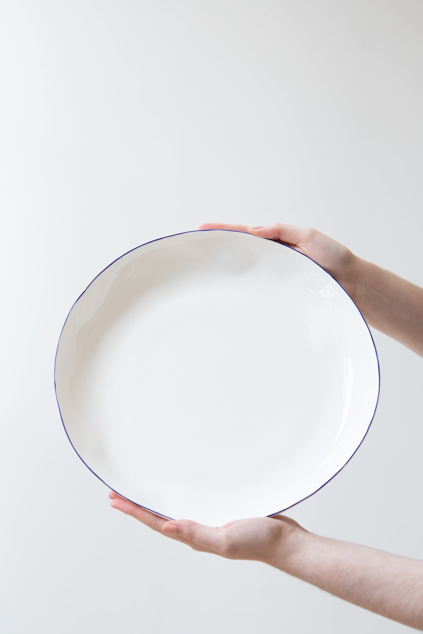 Feldspar Serving Platter in White and Cobalt