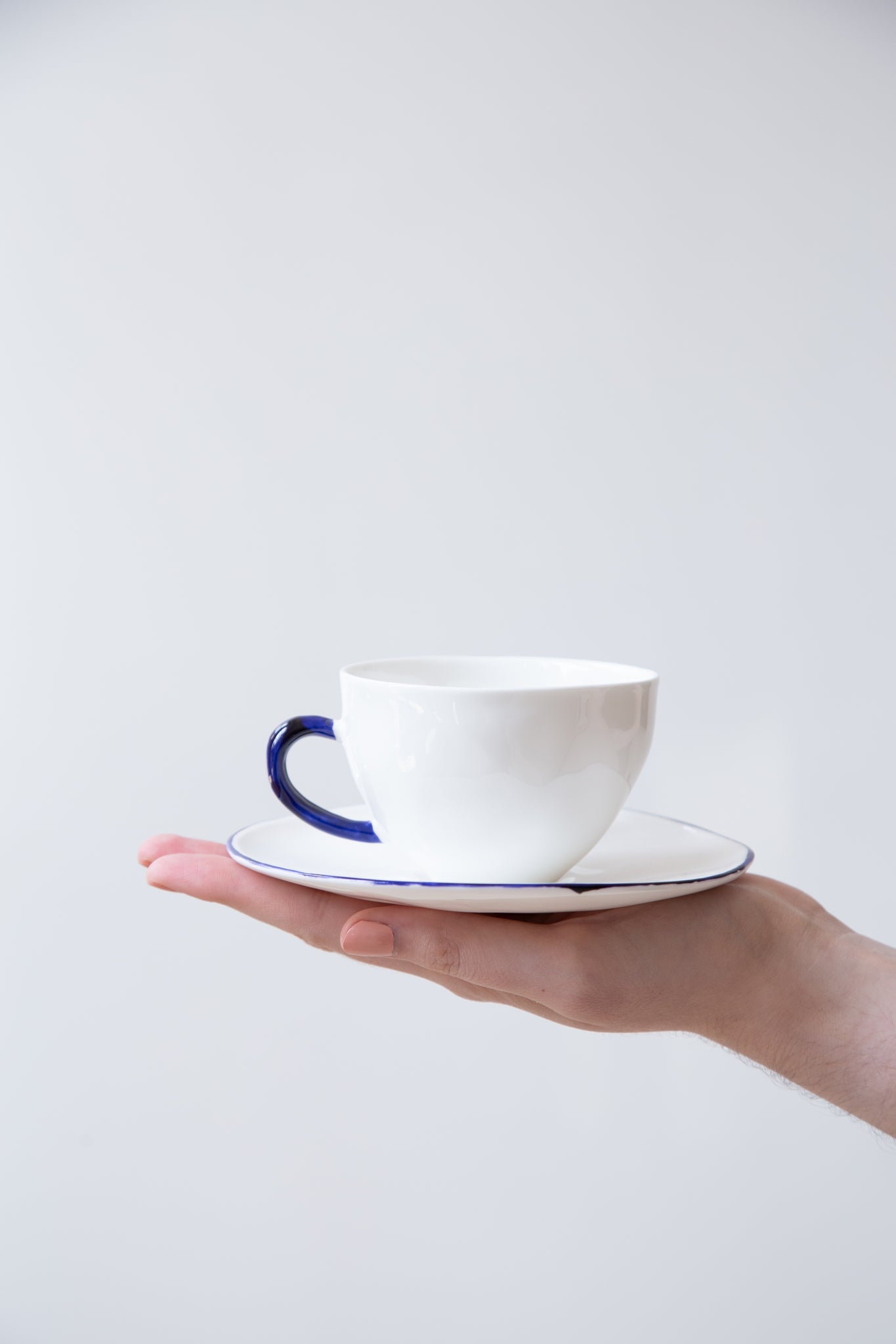 Feldspar Cup and Saucer in White and Cobalt
