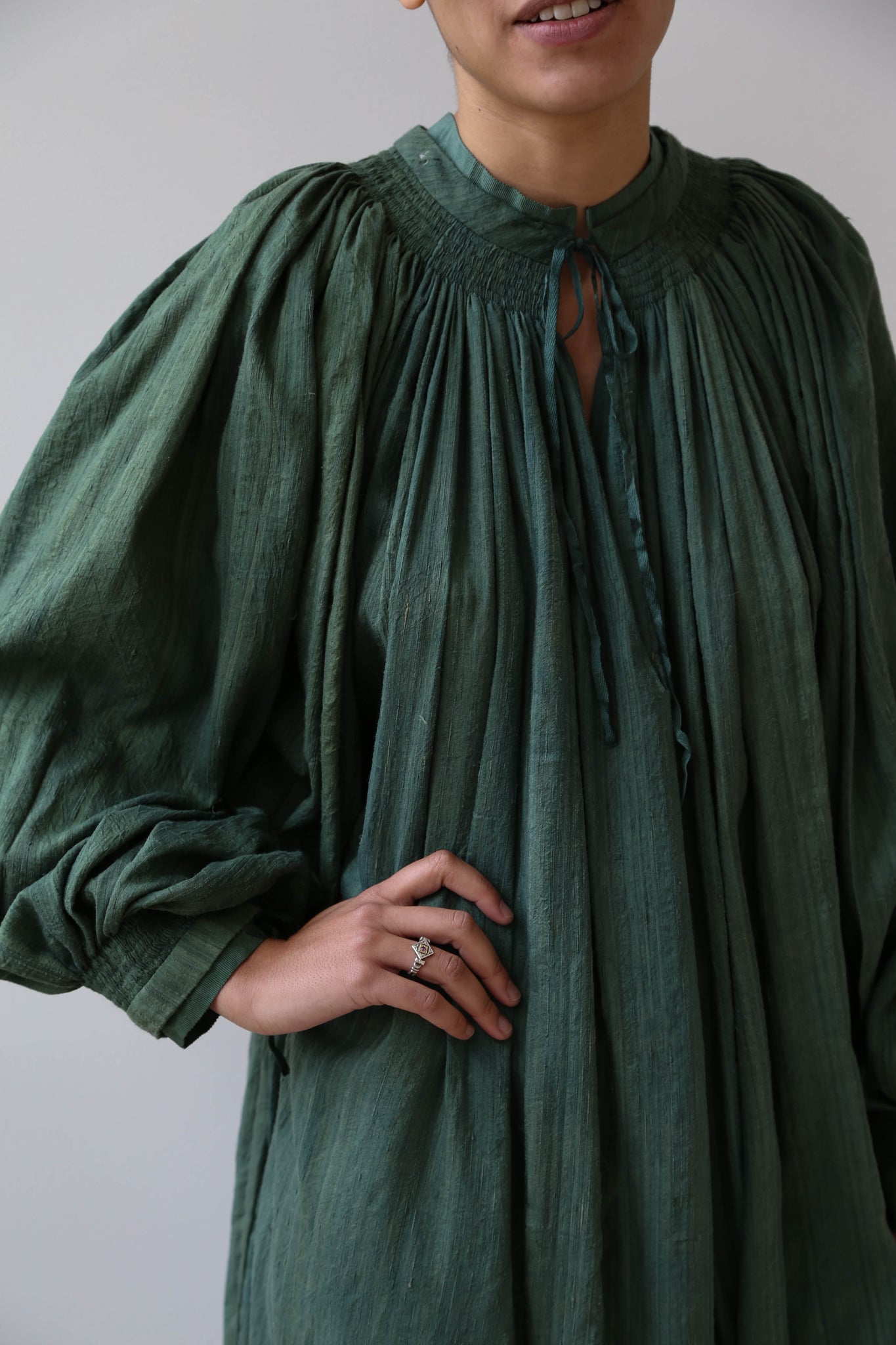 Atelier Bâba Lunetta Dress in Emerald Silk