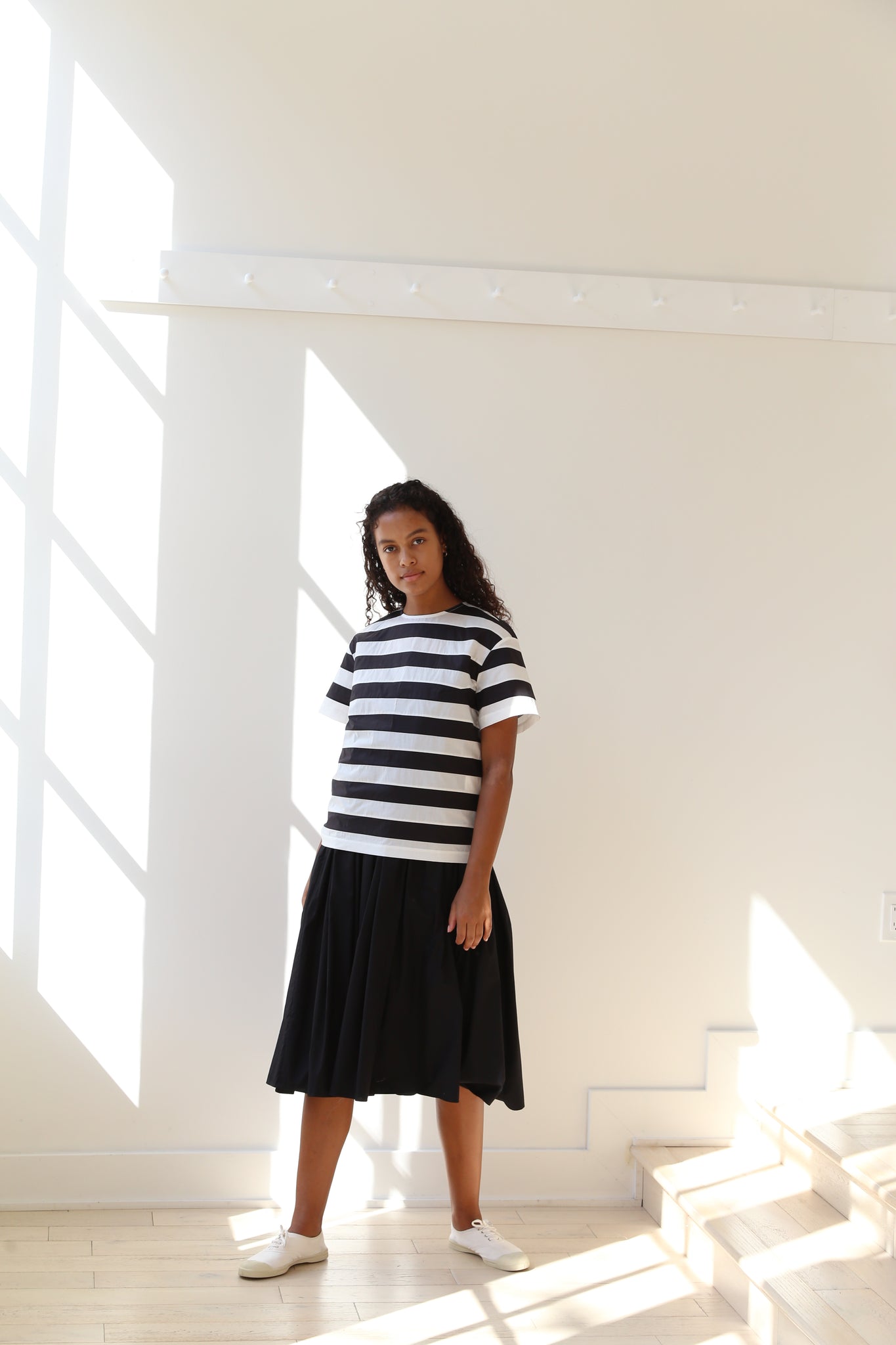 Nina Donis Stripe Top in Black and White