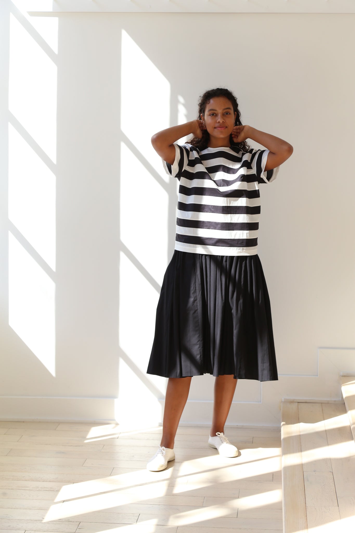 Nina Donis Stripe Top in Black and White